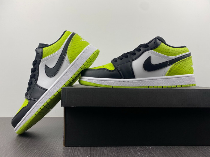 air jordan 1 low "vivid green snakeskin" dx4446-301