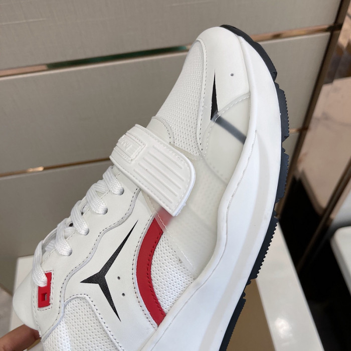 B**rry vintage check, leather and mesh sneakers