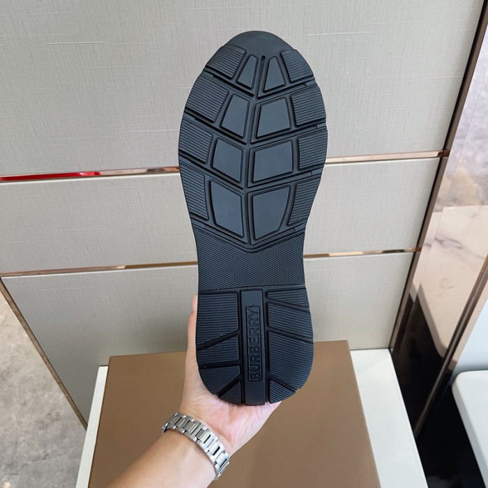 B**rry vintage check, leather and mesh sneakers