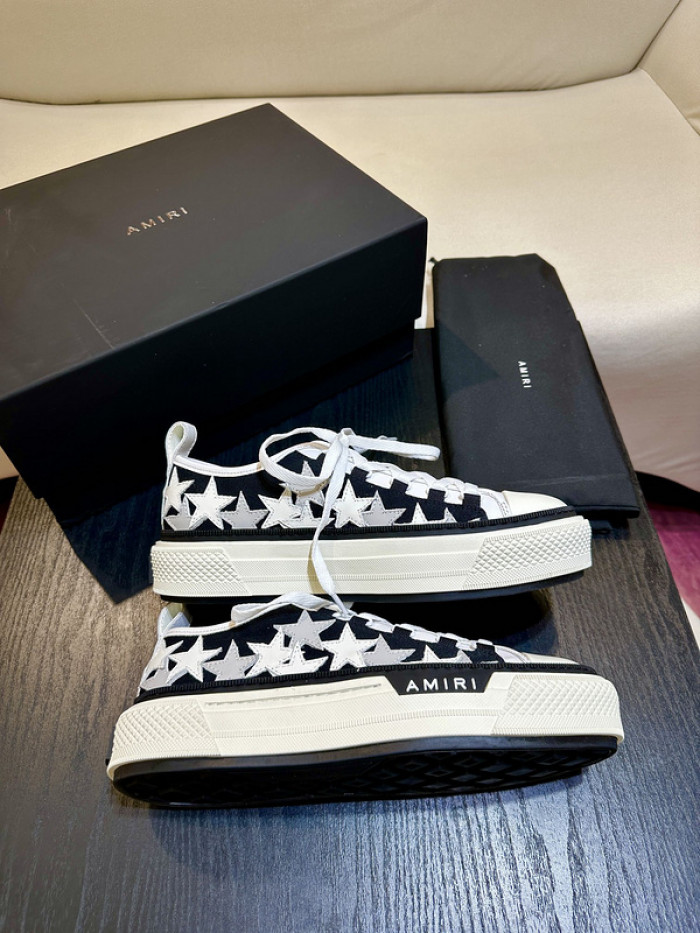 amiri* appliquéd leather and canvas sneakers