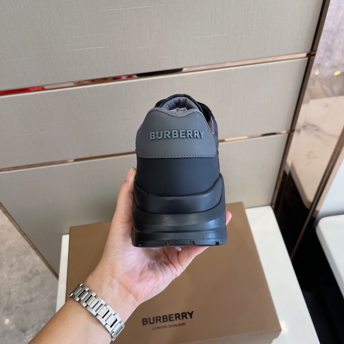 B**rry vintage check, leather and mesh sneakers